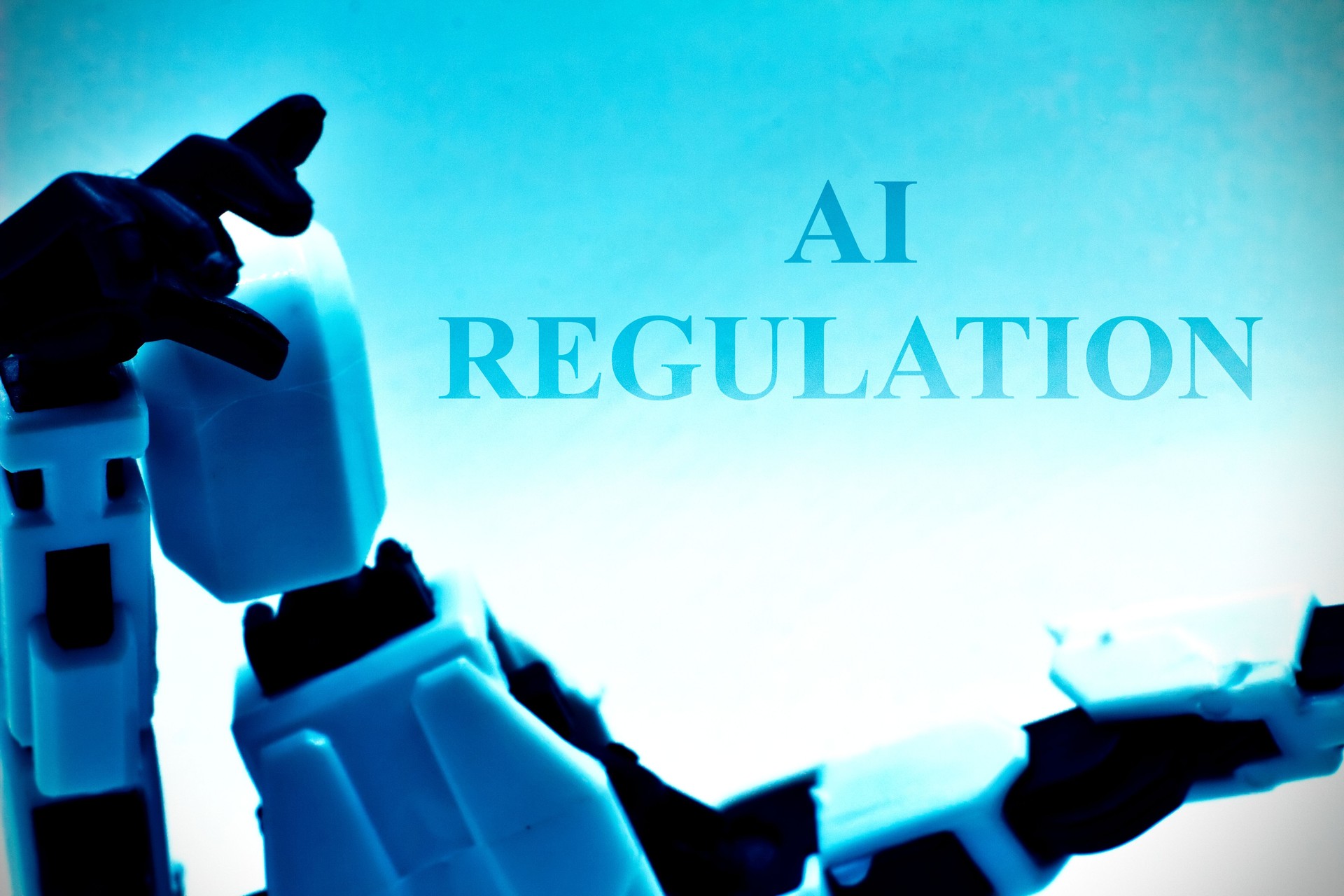 Robot with the text Ai Regulation representing theme of robots and AI regulation